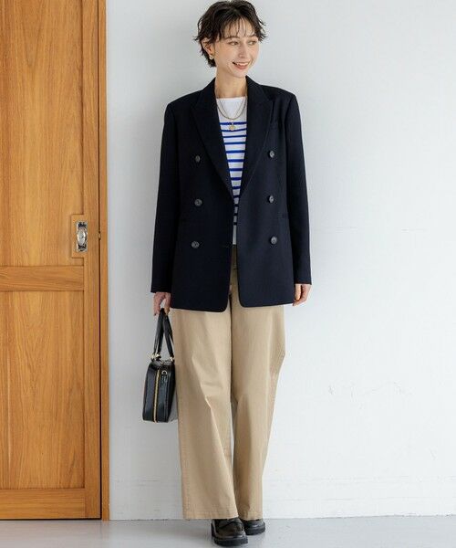 L size ONWARD(大きいサイズ) / エルサイズオンワード カットソー | 【洗える】Armor-lux パネルボーダー 長袖Tシャツ | 詳細19