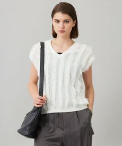 L size ONWARD(大きいサイズ) / エルサイズオンワード ニット・セーター | 【洗える】カットジャガード Vネックニット