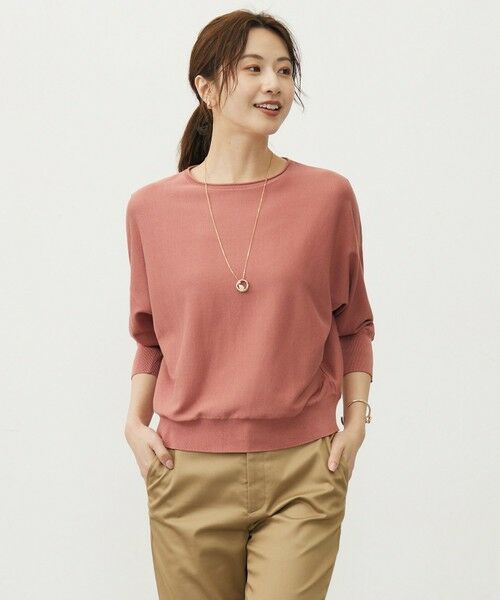 L size ONWARD(大きいサイズ)/エルサイズオンワード 【WEB限定カラーあり・洗える・抗菌防臭】COTTON POLYESTER ドルマンスリーブ ニット ローズピンク系 T13 L size ONWARD(大きいサイズ)/エルサイズオンワード 【WEB限定カラーあり・洗える・抗菌防臭】COTTON POLYESTER ドルマンスリーブ ニット ローズピンク系 T13