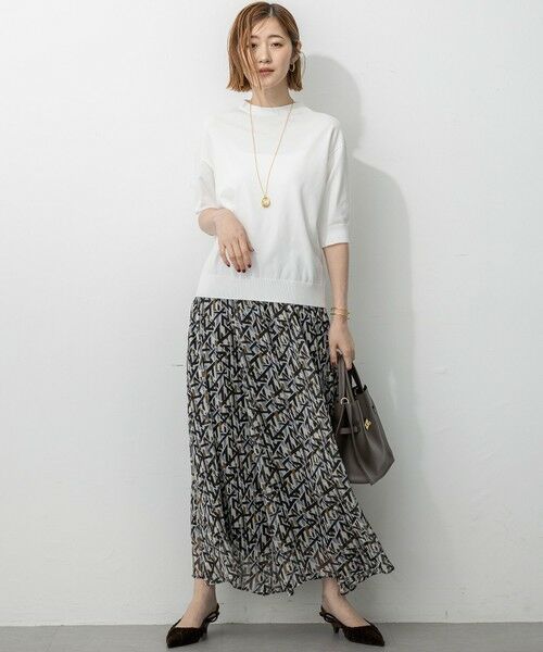 L size ONWARD(大きいサイズ) / エルサイズオンワード ニット・セーター | 【洗える/吊り干しOK】ヴィスコースストレッチ パフスリーブ ニット | 詳細1