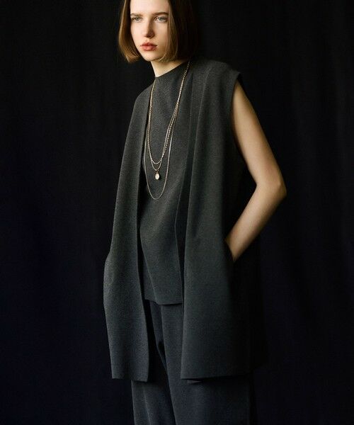 L size ONWARD(大きいサイズ) / エルサイズオンワード ベスト | 【洗える/吊り干しOK】ヴィスコースストレッチ ニットベスト | 詳細1