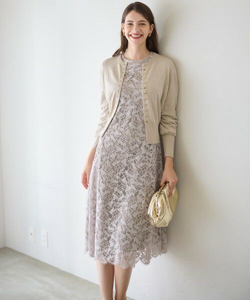 L size ONWARD(大きいサイズ) / エルサイズオンワード ドレス | 【APPLAUDIR】モールラインフラワーレース ドレス | 詳細6