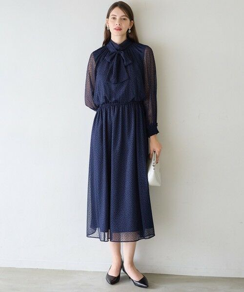 L size ONWARD(大きいサイズ) / エルサイズオンワード ドレス | 【APPLAUDIR】シアードットフロッキー ドレス | 詳細1