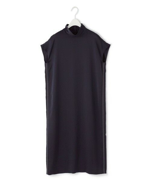 L size ONWARD(大きいサイズ)/エルサイズオンワード 【WEB＆一部店舗限定】LightVintageSatin ハイネックワンピース ネイビー系 46