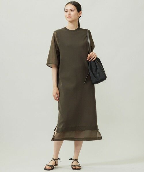 L size ONWARD(大きいサイズ) / エルサイズオンワード ロング・マキシ丈ワンピース | 【洗える】ハイツイストコットンアセテート ワンピース | 詳細1