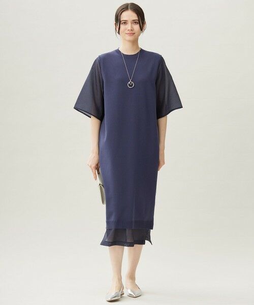 L size ONWARD(大きいサイズ) / エルサイズオンワード ロング・マキシ丈ワンピース | 【洗える】ハイツイストコットンアセテート ワンピース | 詳細2