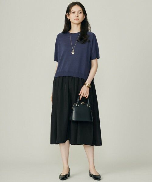 L size ONWARD(大きいサイズ) / エルサイズオンワード ロング・マキシ丈ワンピース | 【洗える】タフタコンビ半袖 ワンピース | 詳細1