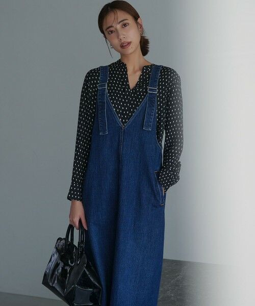 L size ONWARD(大きいサイズ) / エルサイズオンワード ロング・マキシ丈ワンピース | 【RED CARD TOKYO×23区】デニム サロペット ワンピース | 詳細4