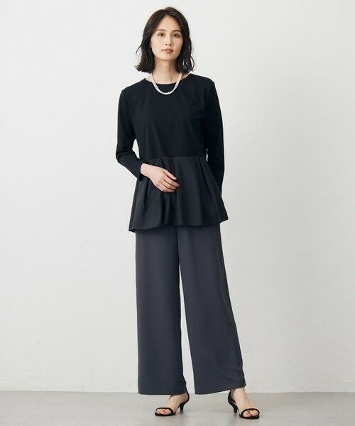 L size ONWARD(大きいサイズ) / エルサイズオンワード その他パンツ | 【洗える・吸水速乾・接触冷感・セットアップ対応】Light ジョーゼット ワイド パンツ | 詳細4