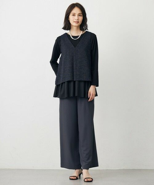 L size ONWARD(大きいサイズ) / エルサイズオンワード その他パンツ | 【洗える・吸水速乾・接触冷感・セットアップ対応】Light ジョーゼット ワイド パンツ | 詳細5