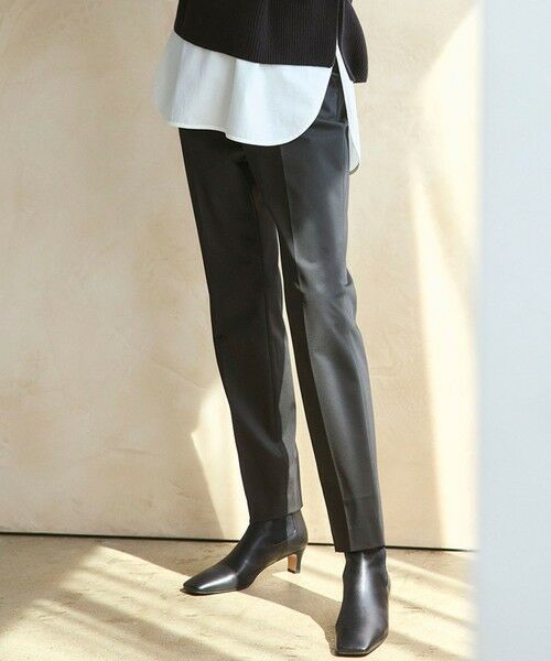 L size ONWARD(大きいサイズ)/エルサイズオンワード 【撥水加工/洗える】ドライ2WAYストレッチ テーパード パンツ ブラック系 48