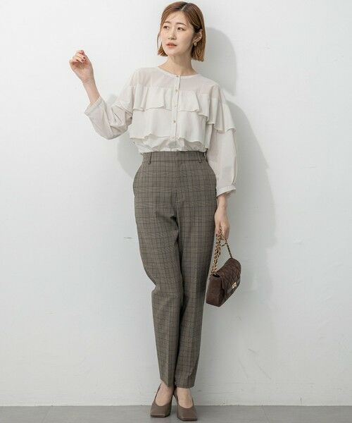 L size ONWARD(大きいサイズ) / エルサイズオンワード その他パンツ | 【洗える】ドライ2WAYストレッチ チェック テーパード パンツ | 詳細2