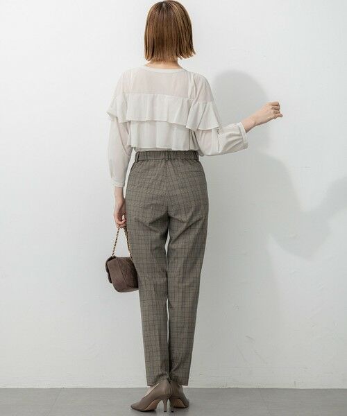 L size ONWARD(大きいサイズ) / エルサイズオンワード その他パンツ | 【洗える】ドライ2WAYストレッチ チェック テーパード パンツ | 詳細3