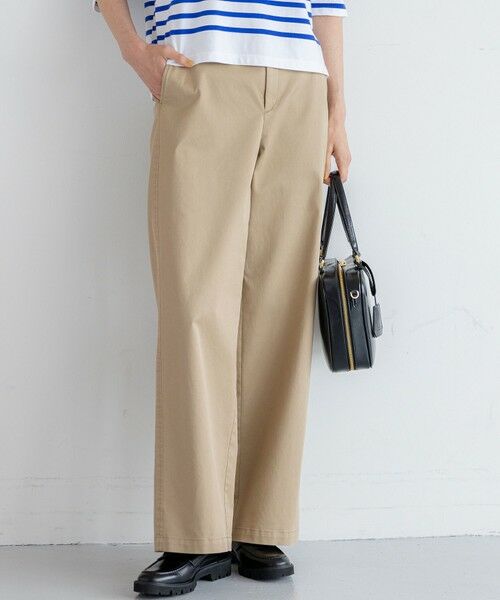 L size ONWARD(大きいサイズ) / エルサイズオンワード チノ・ワークパンツ | 【Oggi9月号掲載/洗える】ストレッチギャバ チノ パンツ(ベージュ系)