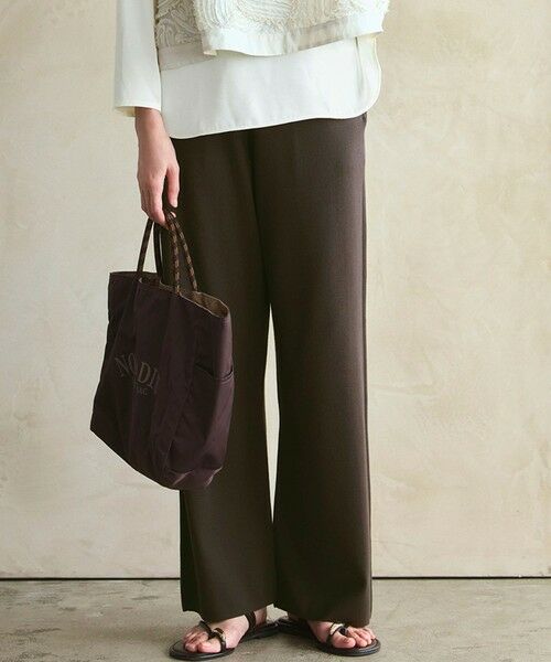 L size ONWARD(大きいサイズ) / エルサイズオンワード その他パンツ | 【VERY9月号掲載/洗える/吊り干しOK】ヴィスコースストレッチ ワイド パンツ(ブラウン系)