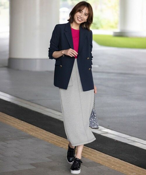 L size ONWARD(大きいサイズ) / エルサイズオンワード ミニ・ひざ丈スカート | 【洗える】ラメ裏毛 スカート | 詳細2