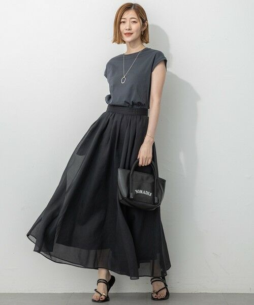 L size ONWARD(大きいサイズ) / エルサイズオンワード ミニ・ひざ丈スカート | 【洗える】シアービエラ ギャザー スカート | 詳細3