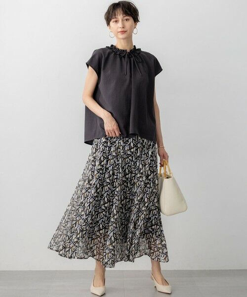 L size ONWARD(大きいサイズ) / エルサイズオンワード ミニ・ひざ丈スカート | 【洗える】Ratti アブストラクトプリント スカート | 詳細4