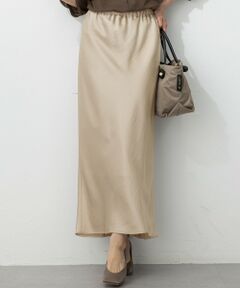 L size ONWARD(大きいサイズ) / エルサイズオンワード ミニ・ひざ丈スカート | 【洗える】テクスチャーサテン ナロー スカート