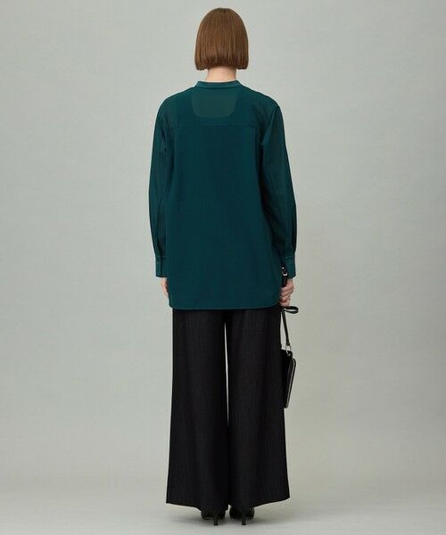 L size ONWARD(大きいサイズ) / エルサイズオンワード シャツ・ブラウス | 【洗える】シアーボイル バンドカラーシャツ | 詳細8