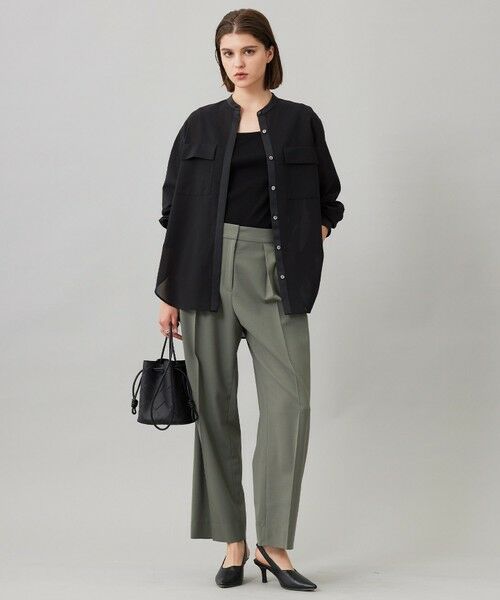 L size ONWARD(大きいサイズ) / エルサイズオンワード シャツ・ブラウス | 【洗える】シアーボイル バンドカラーシャツ | 詳細11