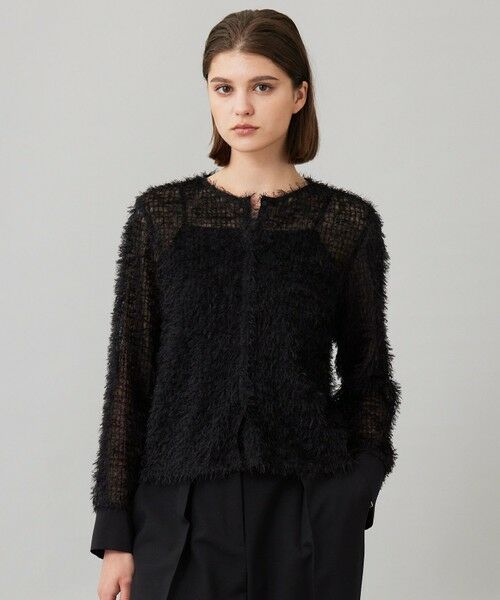 L size ONWARD(大きいサイズ) / エルサイズオンワード シャツ・ブラウス | 【洗える】 フェザーチュール ブラウス(ブラック系)