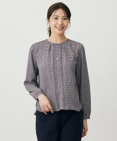 L size ONWARD(大きいサイズ) / エルサイズオンワード シャツ・ブラウス | デシンハウンドトゥースプリント ブラウス