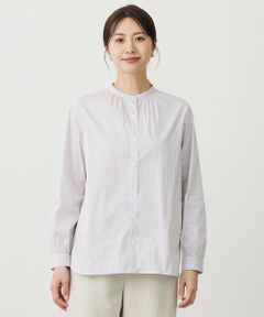 L size ONWARD(大きいサイズ) / エルサイズオンワード シャツ・ブラウス | BEZ ドビーストライプ バンドカラー ブラウス