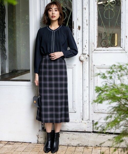 L size ONWARD(大きいサイズ) / エルサイズオンワード シャツ・ブラウス | 【洗える】フロントタックバイカラー ブラウス | 詳細10