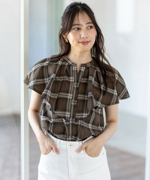 L size ONWARD(大きいサイズ) / エルサイズオンワード シャツ・ブラウス | 【洗える】サッカーチェック ブラウス | 詳細2
