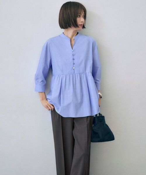 L size ONWARD(大きいサイズ) / エルサイズオンワード シャツ・ブラウス | シアーソフトシャンブレーペプラム ブラウス | 詳細5