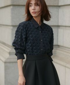 L size ONWARD(大きいサイズ) / エルサイズオンワード シャツ・ブラウス | 【17号サイズまで展開】シアージオメトリックジャカードクロップド丈 ブラウス