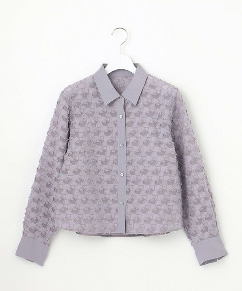 L size ONWARD(大きいサイズ) / エルサイズオンワード シャツ・ブラウス | 【17号サイズまで展開】シアージオメトリックジャカードクロップド丈 ブラウス | 詳細6