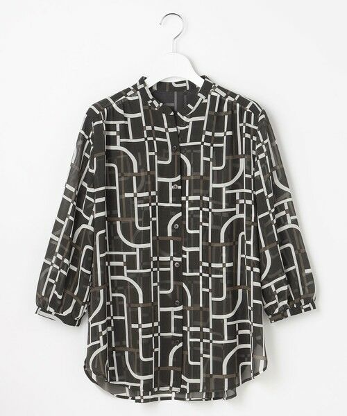 L size ONWARD(大きいサイズ) / エルサイズオンワード シャツ・ブラウス | 【17号サイズまで展開】ジオメトリックレトロプリント ブラウス | 詳細13