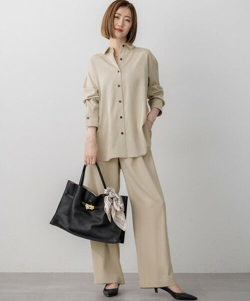 L size ONWARD(大きいサイズ) / エルサイズオンワード シャツ・ブラウス | 【見上愛さん着用/Oggi10月号掲載/洗える】スエーディーサテン シャツ | 詳細1