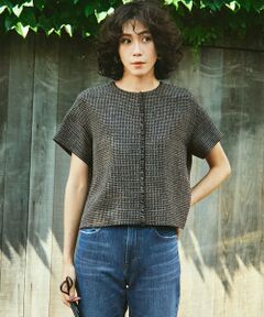 L size ONWARD(大きいサイズ) / エルサイズオンワード シャツ・ブラウス | 【洗える】ツイーディーカラーミックス ハーフスリーブ ブラウス