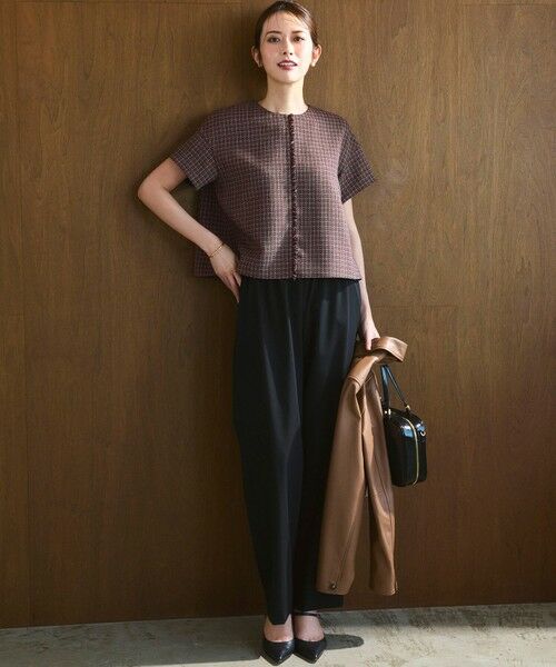 L size ONWARD(大きいサイズ) / エルサイズオンワード シャツ・ブラウス | 【洗える】ツイーディーカラーミックス ハーフスリーブ ブラウス | 詳細1