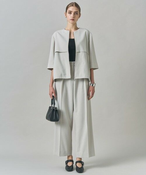 L size ONWARD(大きいサイズ) / エルサイズオンワード ブルゾン | 【UVカット・洗える】ウール2WAYストレッチ ノーカラーブルゾン | 詳細1