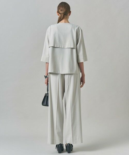 L size ONWARD(大きいサイズ) / エルサイズオンワード ブルゾン | 【UVカット・洗える】ウール2WAYストレッチ ノーカラーブルゾン | 詳細2