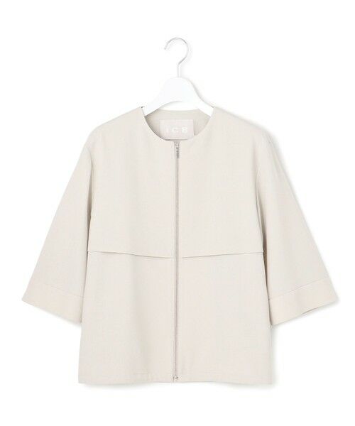 L size ONWARD(大きいサイズ) / エルサイズオンワード ブルゾン | 【UVカット・洗える】ウール2WAYストレッチ ノーカラーブルゾン | 詳細3