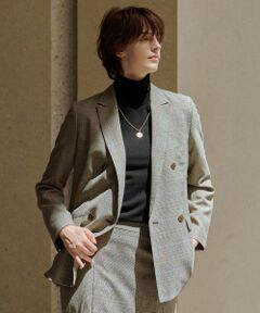 L size ONWARD(大きいサイズ) / エルサイズオンワード テーラードジャケット | モナベールツイル チェック ダブル ジャケット