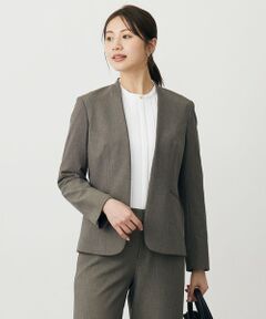 L size ONWARD(大きいサイズ) / エルサイズオンワード ノーカラージャケット | 【洗える】T/Rアルガンシルク ノーカラー ジャケット