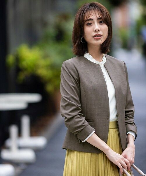 L size ONWARD(大きいサイズ) / エルサイズオンワード その他アウター | 【WEB限定・UVカット・アンチピリング】ウーステッドエステル クルーネック ジャケット | 詳細6