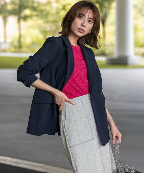 L size ONWARD(大きいサイズ) / エルサイズオンワード テーラードジャケット | ウーステッドエステル テーラード ジャケット | 詳細16