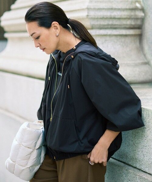 L size ONWARD(大きいサイズ)/エルサイズオンワード 【カタログ掲載・洗える】ソフトナイロンリップ ブルゾン ネイビー 46