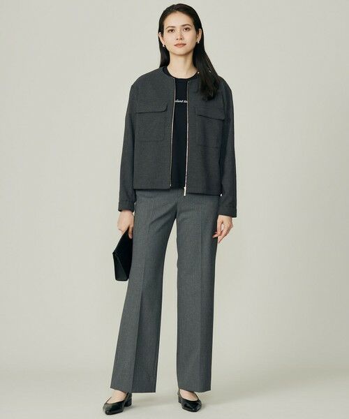 L size ONWARD(大きいサイズ) / エルサイズオンワード ブルゾン | 【17号サイズまで展開】ライトブッチャーノーカラー ブルゾン | 詳細1