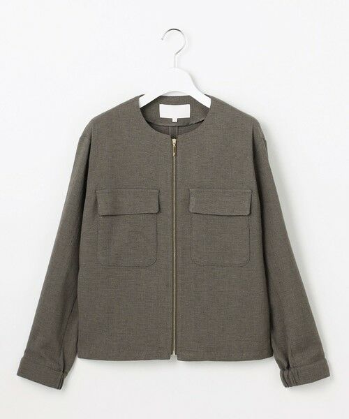 L size ONWARD(大きいサイズ) / エルサイズオンワード ブルゾン | 【17号サイズまで展開】ライトブッチャーノーカラー ブルゾン | 詳細16