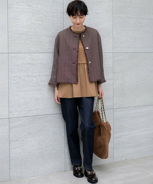 L size ONWARD(大きいサイズ) / エルサイズオンワード その他アウター | ツイーディーカラーミックス ノーカラー ジャケット | 詳細3