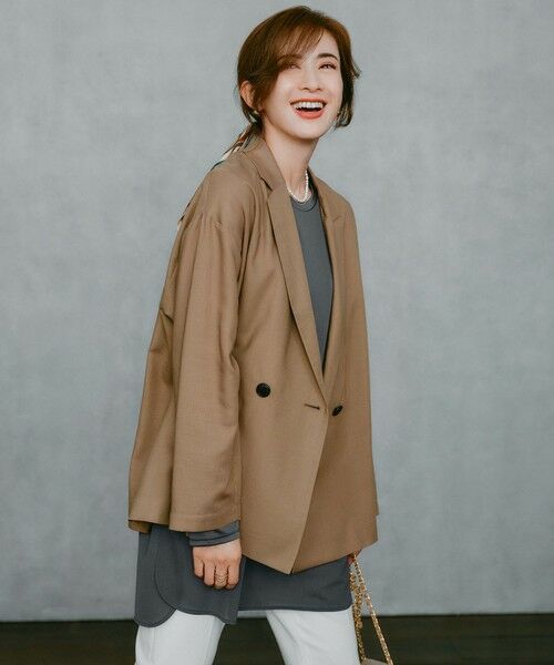 L size ONWARD(大きいサイズ) / エルサイズオンワード カットソー | 【洗える】シアージャージーコンビ カットソー | 詳細9