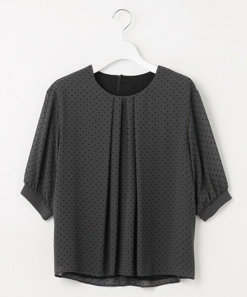 L size ONWARD(大きいサイズ) / エルサイズオンワード カットソー | 【洗える】ドットフロッキープリント フレア カットソー | 詳細5